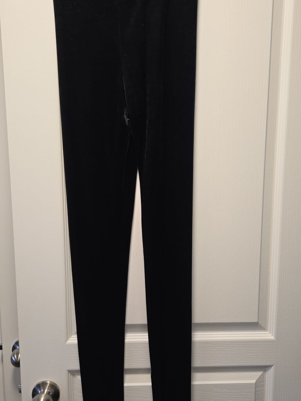 Versace Black Velvet Leggings with Branded Tag